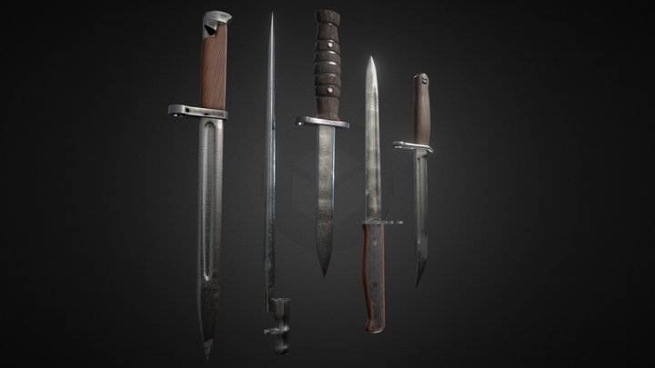 WWII Bayonets 3D Model