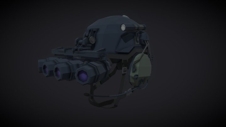 Low Poly Swat helmet with night vision goggles 3D Model