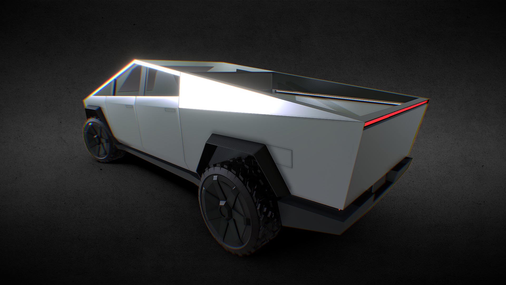3D model Cybertruck Tesla - This is a 3D model of the Cybertruck Tesla. The 3D model is about a white car with a black background.