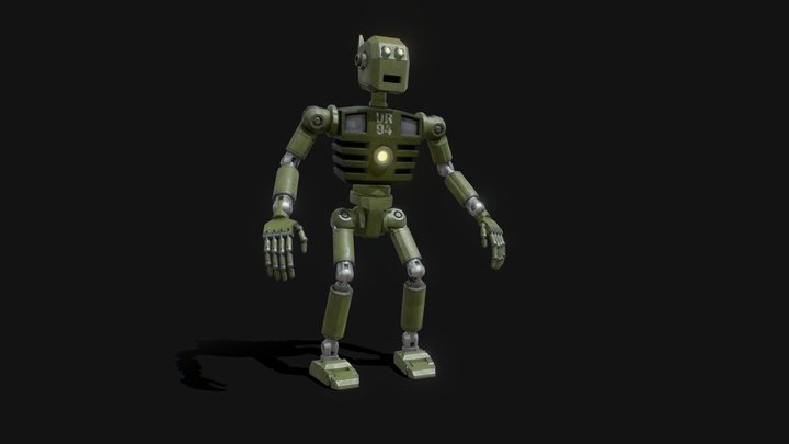 Ski-Fi Worn out Robot in retro style 3D Model