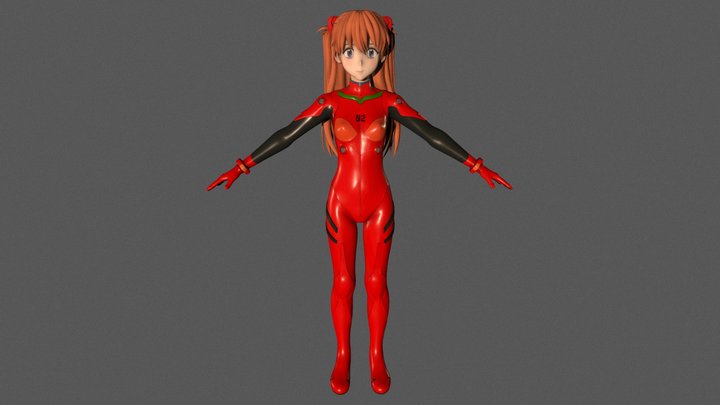 T pose rigged model of Asuka Langley Soryu 3D Model