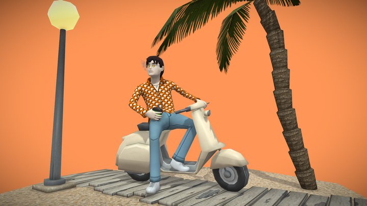 Unsafety Scooter Driving 3D Model