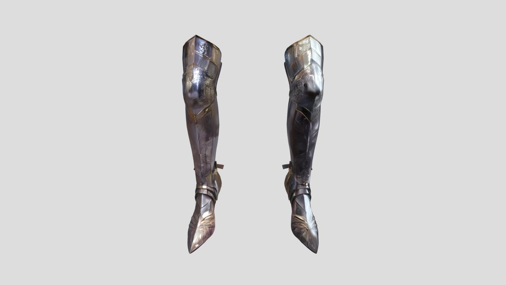 Engraved thigh-high armored boots