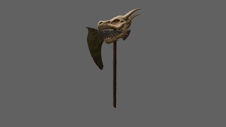 Dragon Skull Axe 3D Model