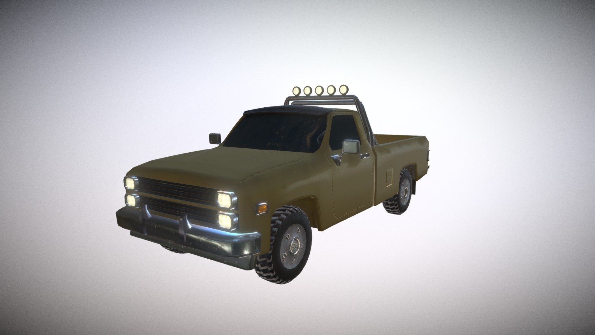 Mustardo Pickup Truck low-poly game ready PBR