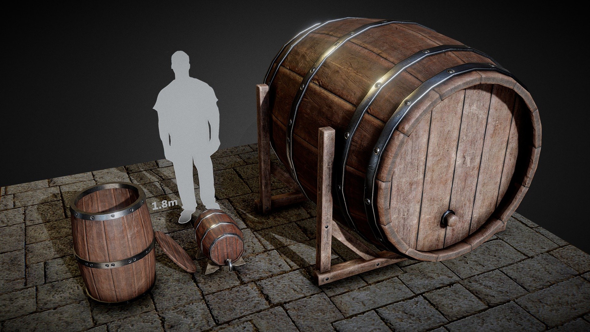 Wooden Barrels - 3D model by zeee7.