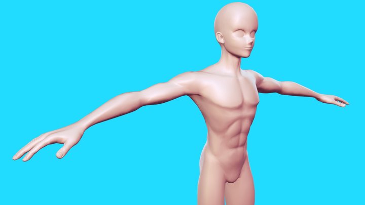 Anime boy male model T-pose base basic FREE 3D Model