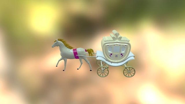 Royal Car With Horse 3D Model