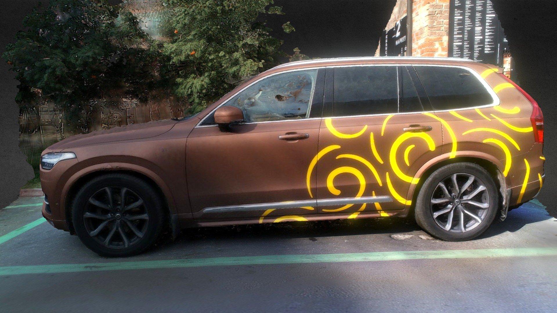 The Volvo logo is displayed on a surface.
