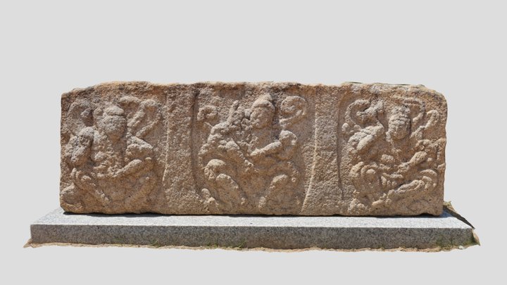 Panel of Pagoda with Guardian King 3D Model