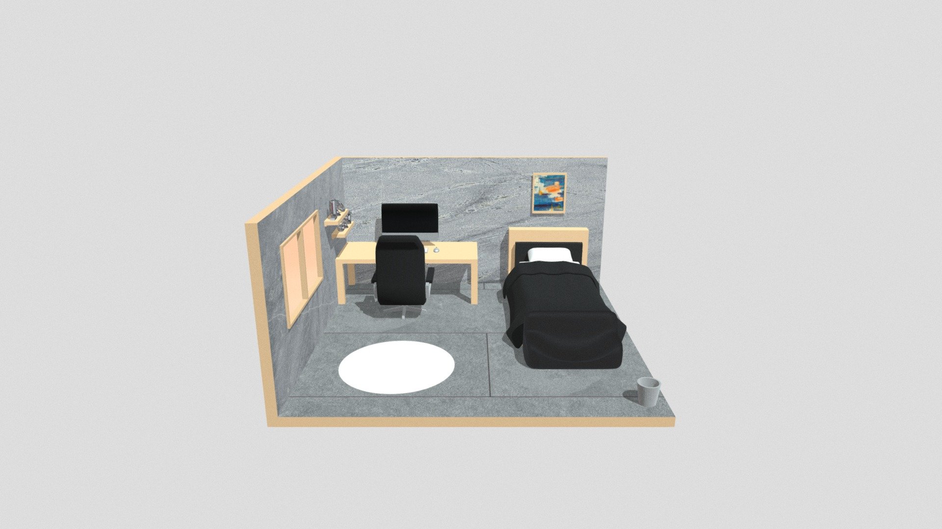 Minimalist Bedroom - 3D model by Revanzapra [d155936] - Sketchfab