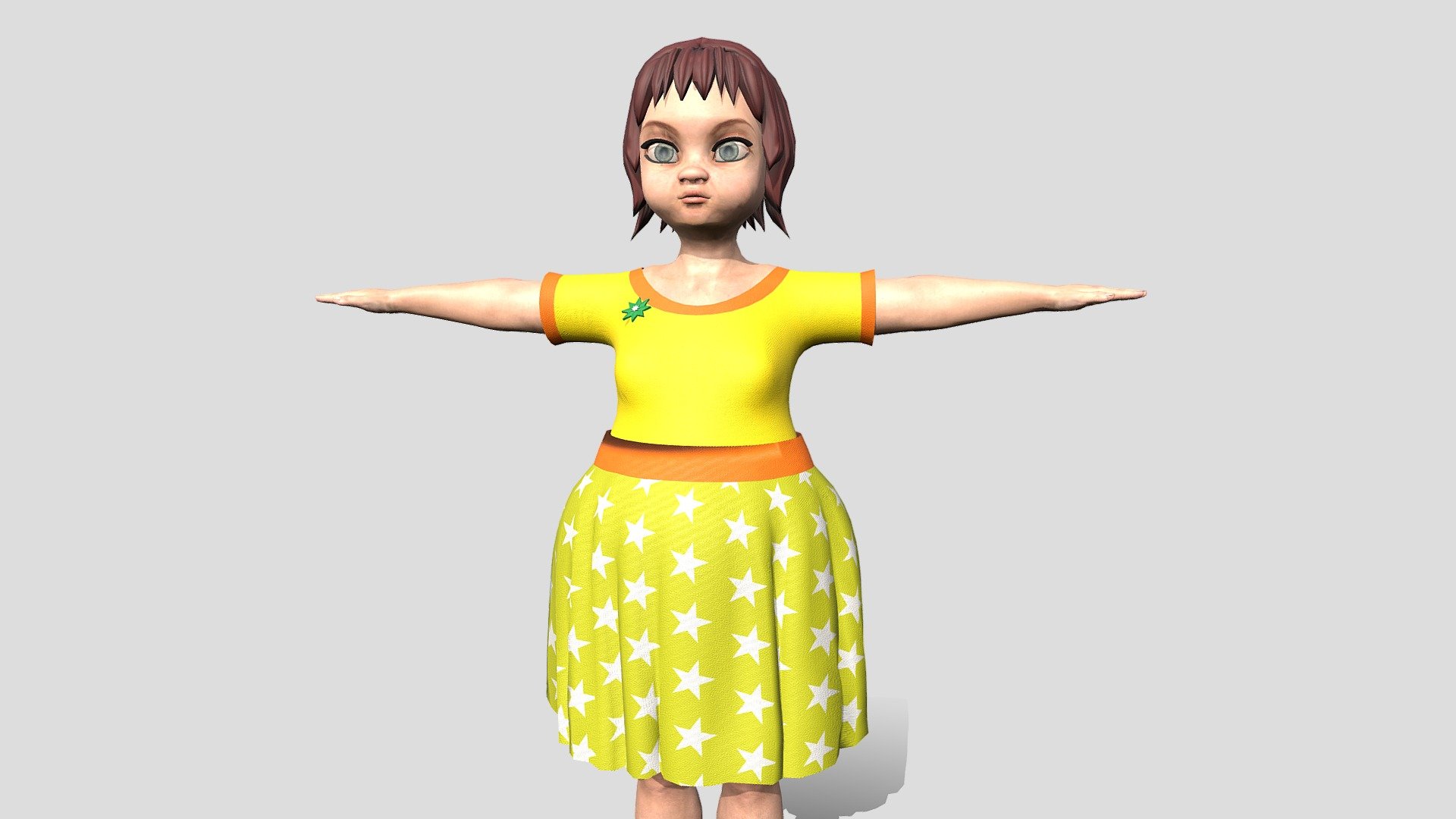 Little Girl in dress cartoon 3D game character - 3D model by Agarkova_CG  (@Agarkova_CG) [d15869b]