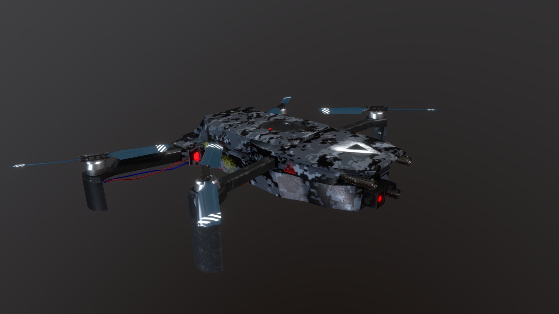 3D model Drone - This is a 3D model of the Drone. The 3D model is about a machine with a blue light.