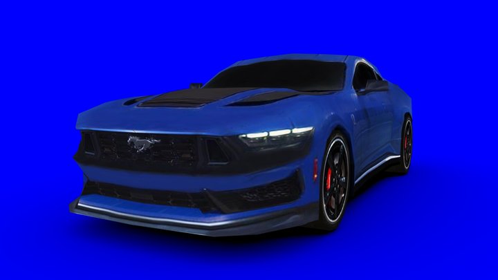 Ps1 Low-poly 2024 Ford Mustang Dark Horse 3D Model