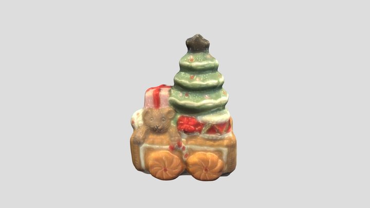 Gingerbread Train Baggage Car 3D Model