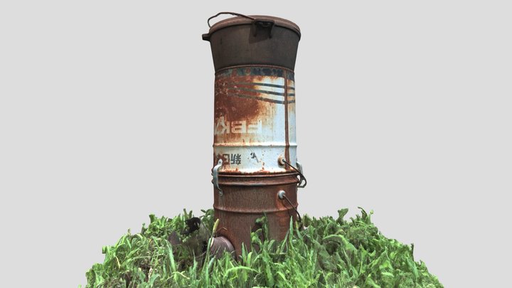 Rusted Drum Outdoor Cooking Equipment 3D Model