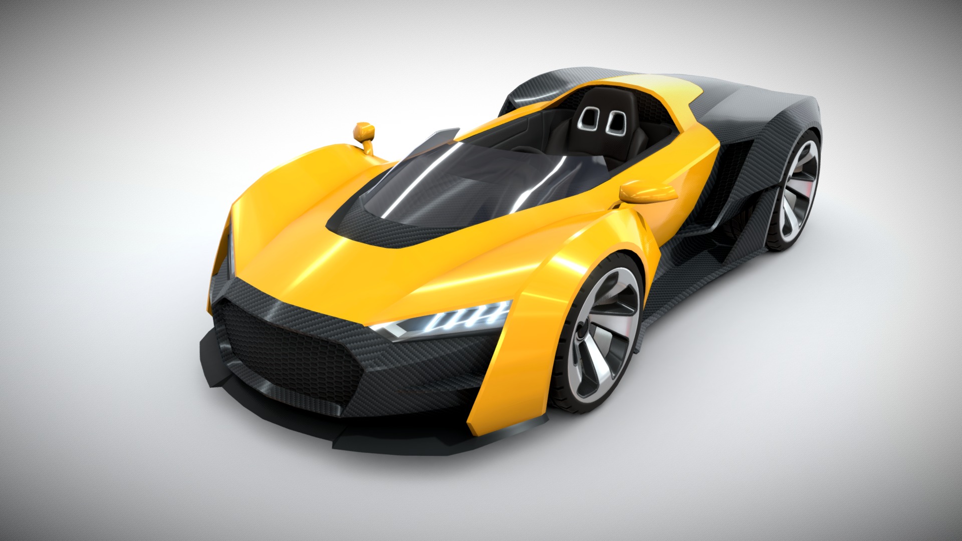 3D model Race Kart 06 - This is a 3D model of the Race Kart 06. The 3D model is about a yellow and black sports car.