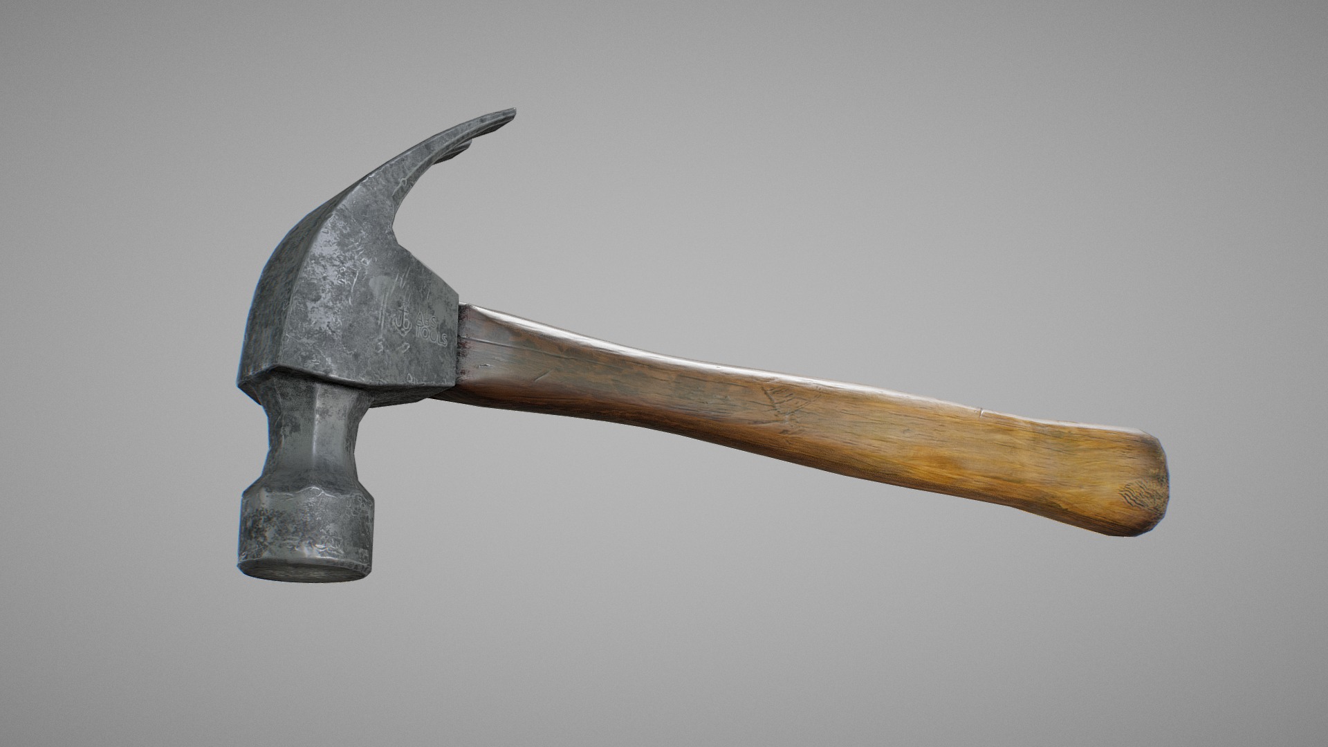 3D model Hammer - This is a 3D model of the Hammer. The 3D model is about a wooden hammer with a handle.