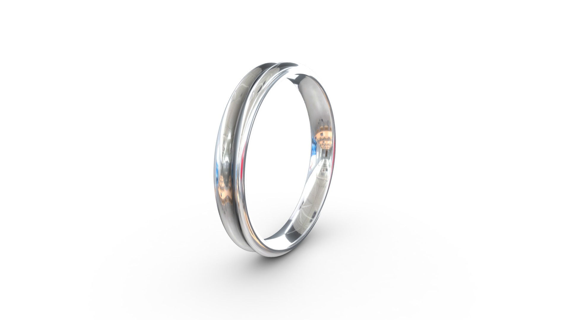 3D model Comfort Ring - This is a 3D model of the Comfort Ring. The 3D model is about a silver ring with a diamond.