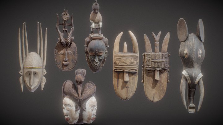 African Mask Collection 3D Model