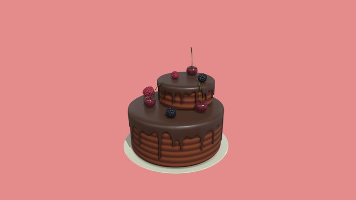 Chocolate Berry Cake 3D Model