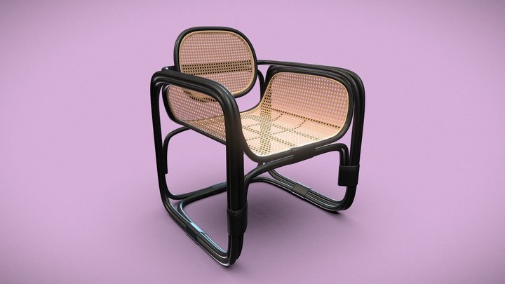 Armchair With Rattan Black - TheMasie EMBA 3D Model