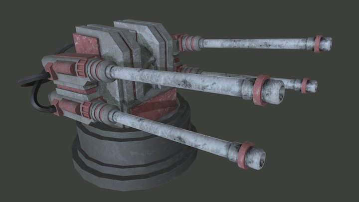 Sci-Fi Gun Turret 3D Model