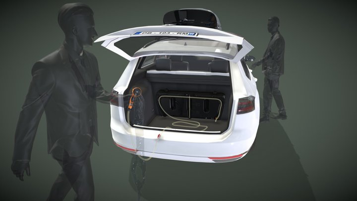 Водяной бак в багажнике Volkswagen с людьми 3D Model