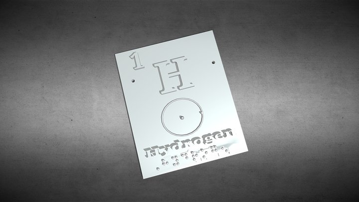 Hydrogen Braille element square. 3D Model