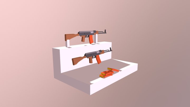 AK-47 Low Poly Model 3D Model