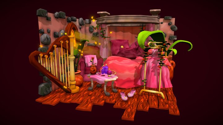 DAE Crib -  Hurried Princess Room 3D Model