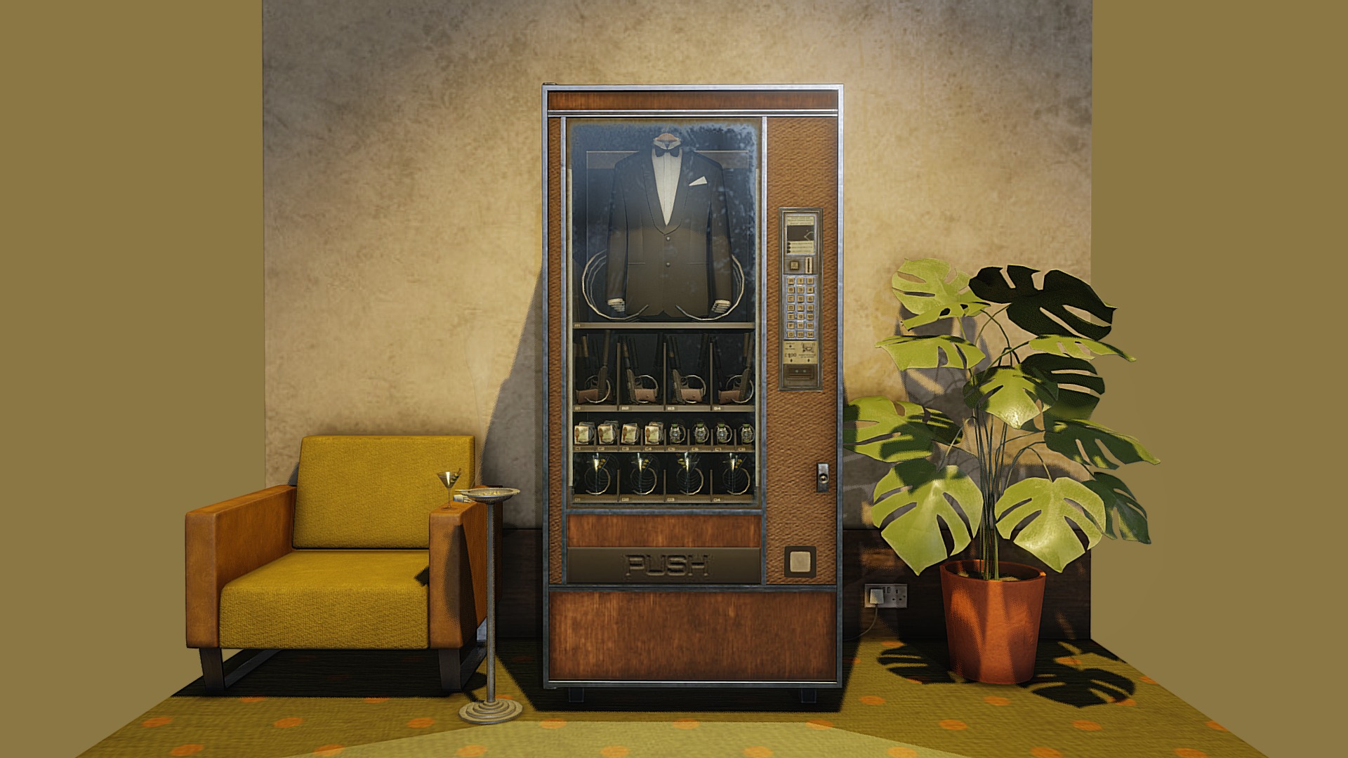 3D model Top Secret Vending Machine - This is a 3D model of the Top Secret Vending Machine. The 3D model is about a room with a tv and a chair.