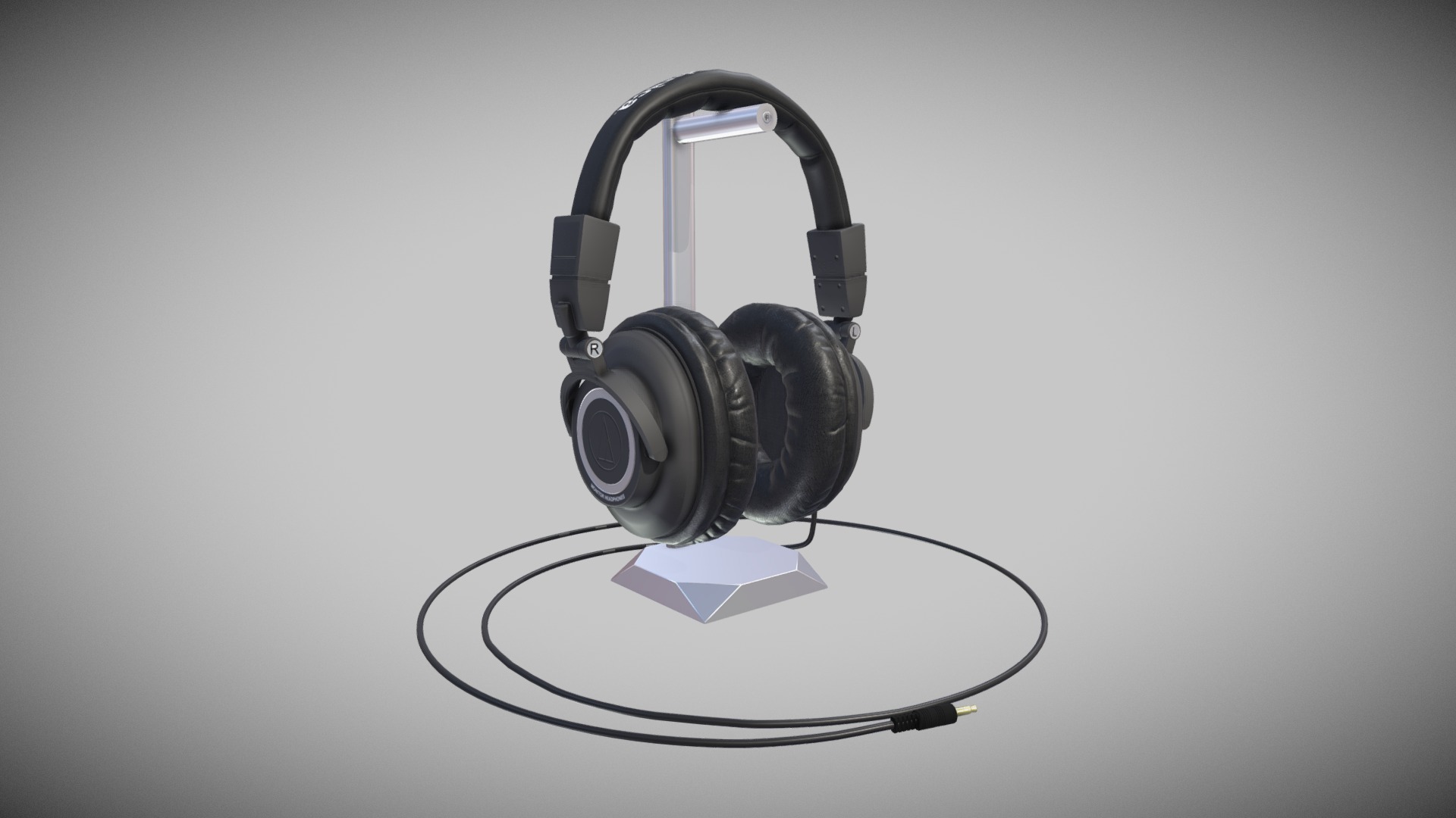 3D model Headphones - This is a 3D model of the Headphones. The 3D model is about a headset with a microphone.