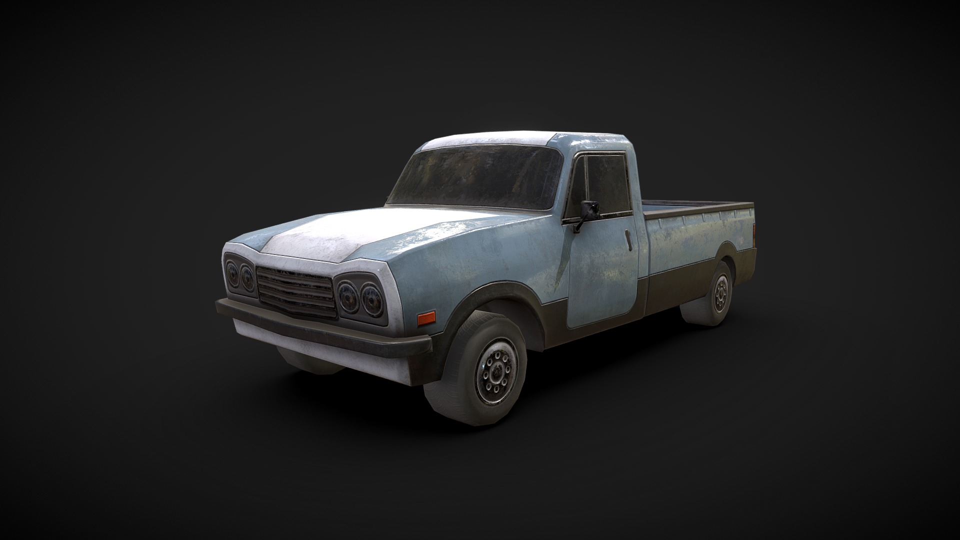 3D model Generic Pick Up Ultra Low Poly - This is a 3D model of the Generic Pick Up Ultra Low Poly. The 3D model is about a car parked on a black background.