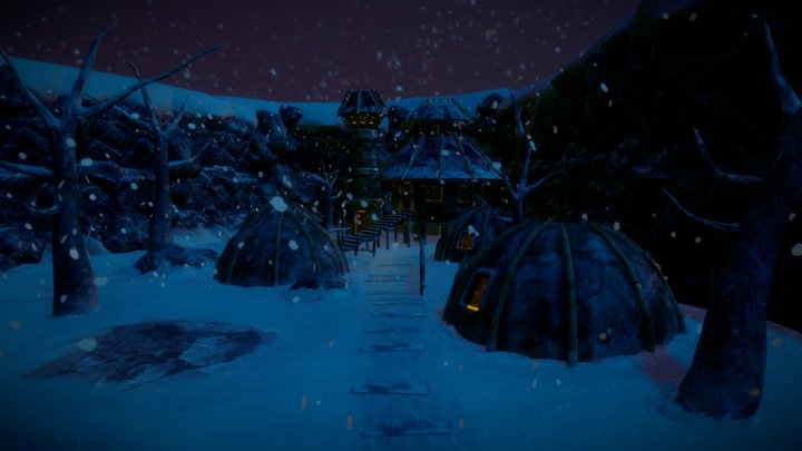 Snowy Tribal Village 3D Model