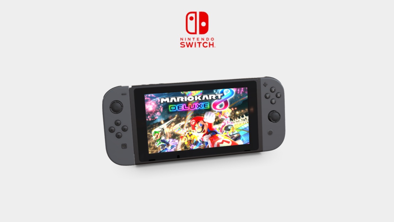 3D model The Nintendo Switch - This is a 3D model of the The Nintendo Switch. The 3D model is about a black rectangular gaming device.