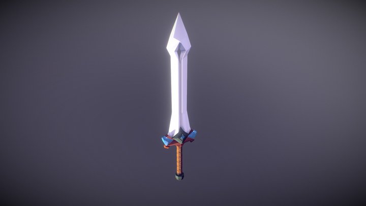 Low Poly Two-Handed Sword Asset 3D Model