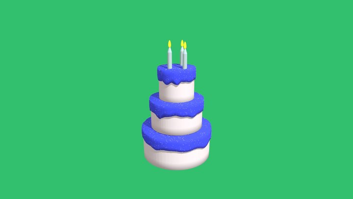 Cartoon Blue Wedding Cake 3D Model