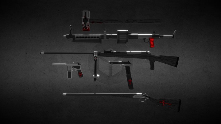 Cartons & PixelArt Weapons 3D Model