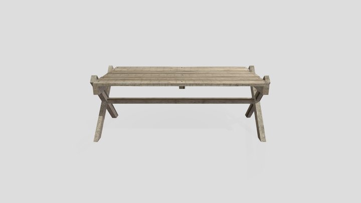 Old Wooden Table 3D Model