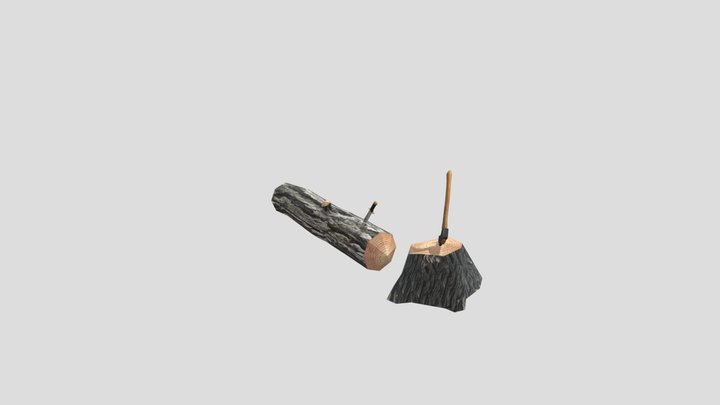 axe_knife_log_stump 3D Model