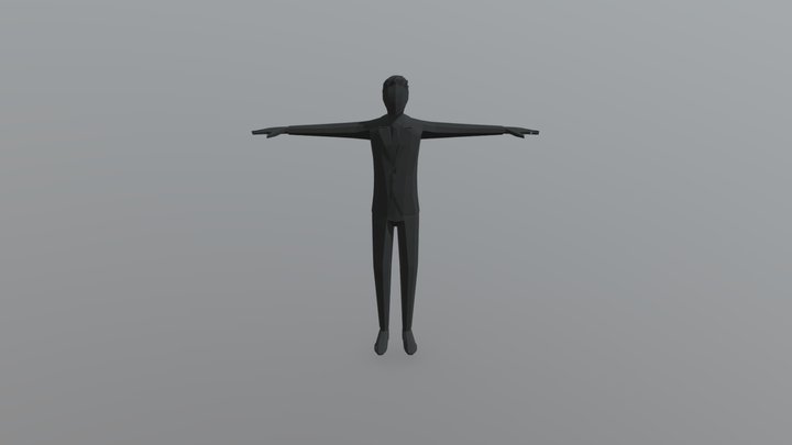 Lowpoly man in suit 3D Model