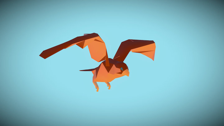 Lowpoly Hawk Flight 3D Model