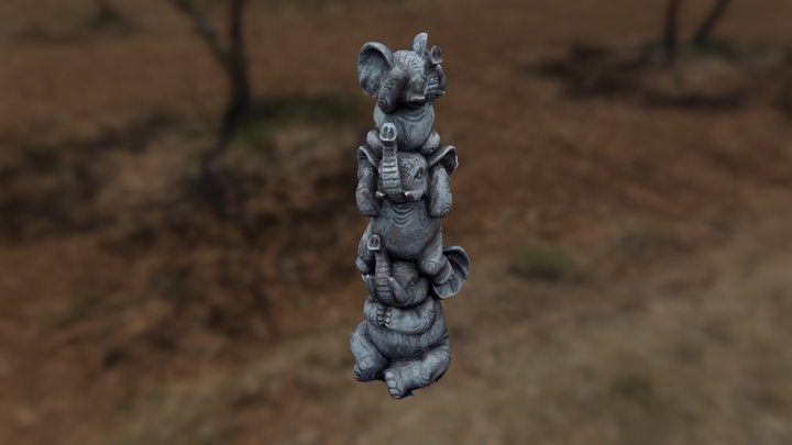 See no, hear no, speak no, elephant 3D Model