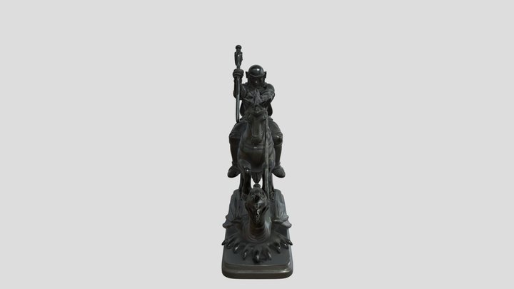 Knight on horse slaying dragon 3D Model