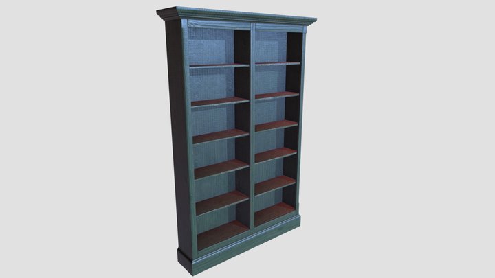 Rustic Bookcase Green 3D Model