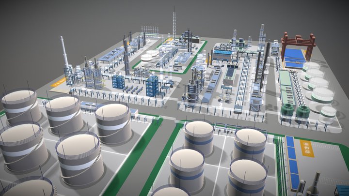 大型化工厂房 3D Model