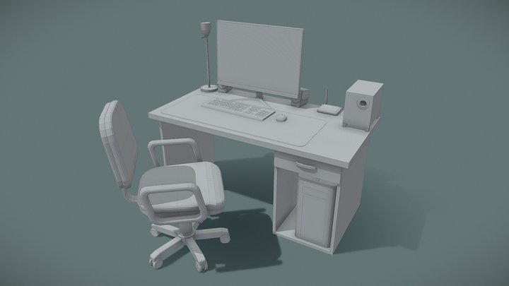 Work Place (Blocking) XYZ School / Draft Punk 3D Model