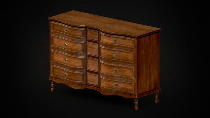 Vintage wooden drawer 3D Model