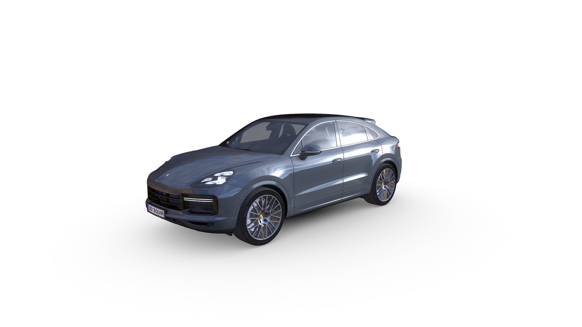 3D model Porsche Cayenne Turbo Coupe 2020 - This is a 3D model of the Porsche Cayenne Turbo Coupe 2020. The 3D model is about a car parked with its front facing the camera.